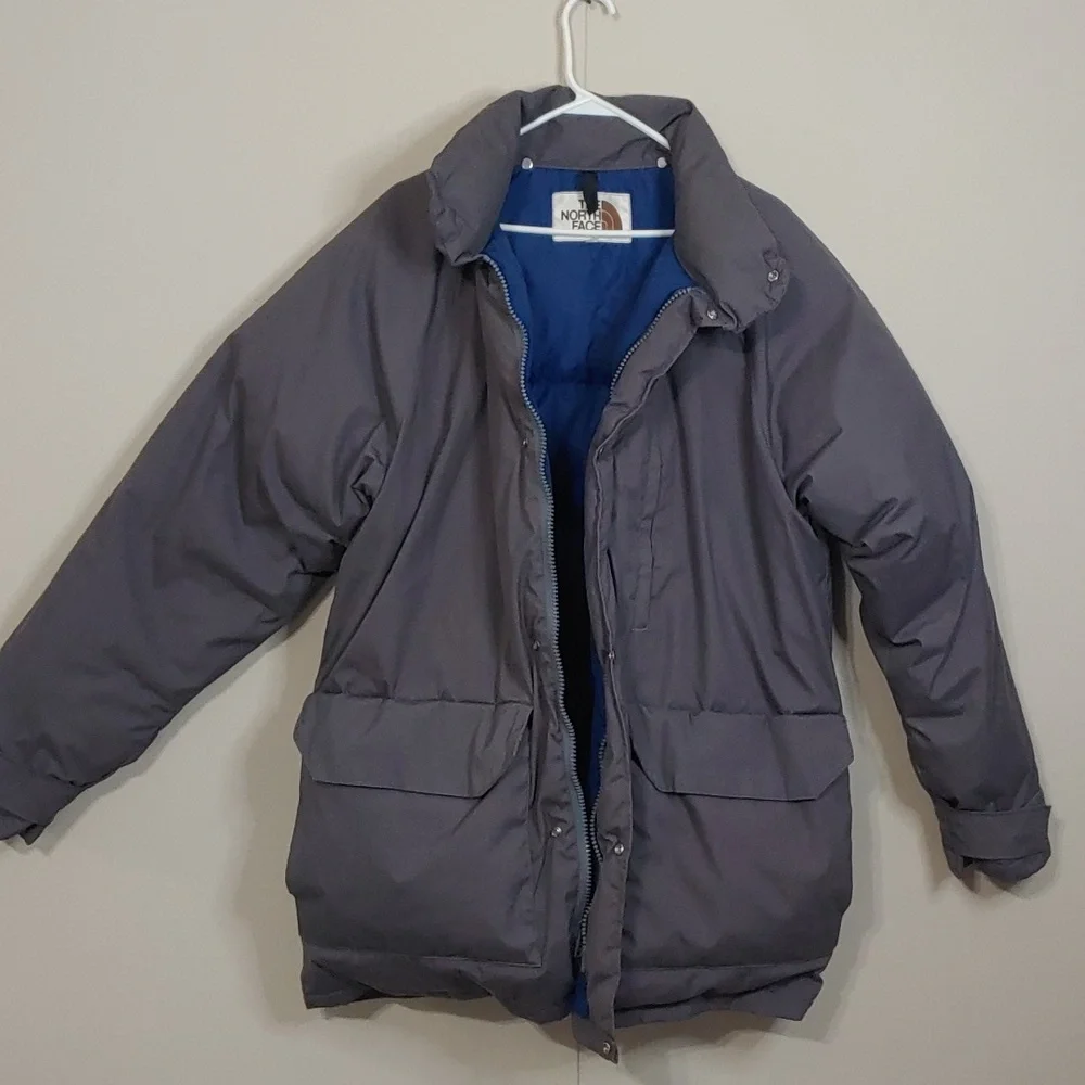 Vintage 90s North Face Goose Down Grey Puffer Coat Men's Size XL